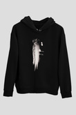 Abruptum Baskılı Unisex Siyah Hoodie