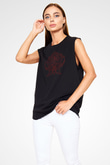 Abruptum Baskılı Unisex Siyah Kolsuz Tişört - Tshirt