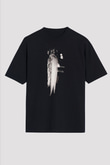 Abruptum Baskılı Unisex Siyah Oversize Tişört - Tshirt