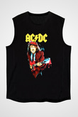 AC DC Angus Young Siyah Unisex Kolsuz Tişört