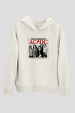 ACDC Baskılı Unisex Beyaz Hoodie
