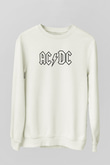 ACDC Baskılı Unisex Beyaz Sweatshirt