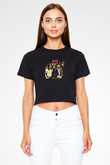 ACDC Baskılı Unisex Siyah Crop Top Tişört