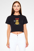 ACDC Baskılı Unisex Siyah Crop Top Tişört