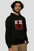 ACDC Baskılı Unisex Siyah Hoodie