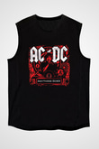 ACDC Baskılı Unisex Siyah Kolsuz Tişört