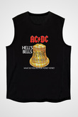 ACDC Baskılı Unisex Siyah Kolsuz Tişört