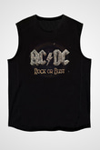 ACDC Baskılı Unisex Siyah Kolsuz Tişört