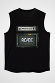 ACDC Baskılı Unisex Siyah Kolsuz Tişört