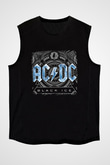 ACDC Baskılı Unisex Siyah Kolsuz Tişört