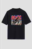 ACDC Baskılı Unisex Siyah Oversize Tişört