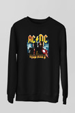 ACDC Baskılı Unisex Siyah Sweatshirt