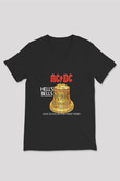 ACDC Baskılı Unisex Siyah V Yaka Tişört
