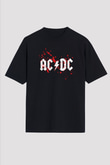 AC DC Blood Siyah Unisex Oversize Tişört T-Shirt