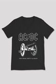 AC DC For Those About To Rock Siyah Unisex V Yaka Tişört T-Shirt