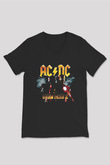 AC DC Iron Man 2 Siyah Unisex V Yaka Tişört