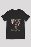 AC DC Rock Or Bust Siyah Unisex V Yaka Tişört T-Shirt