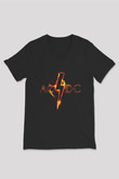 AC DC Thunderbolt Siyah Unisex V Yaka Tişört T-Shirt