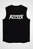 Accept Siyah Unisex Kolsuz Tişört