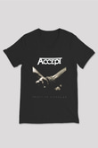 Accept Siyah Unisex V Yaka Tişört T-Shirt