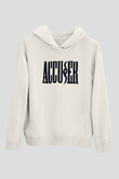 Accuser Baskılı Unisex Beyaz Hoodie