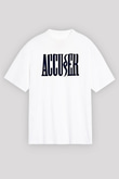 Accuser Baskılı Unisex Beyaz Oversize Tişört