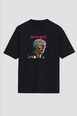 Accuser Baskılı Unisex Siyah Oversize Tişört