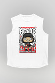 ACDC Baskılı Unisex Beyaz Kolsuz Tişört