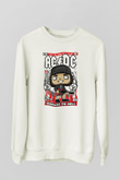 ACDC Baskılı Unisex Beyaz Sweatshirt
