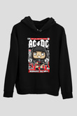 ACDC Baskılı Unisex Siyah Hoodie