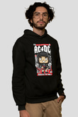 ACDC Baskılı Unisex Siyah Hoodie