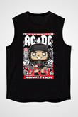ACDC Baskılı Unisex Siyah Kolsuz Tişört