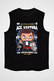 Ace Ventura Baskılı Unisex Siyah Kolsuz Tişört