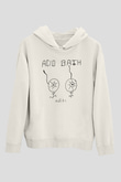 Acid Bath Baskılı Beyaz Unisex Kapüşonlu Sweatshirt