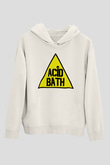 Acid Bath Baskılı Beyaz Unisex Kapüşonlu Sweatshirt