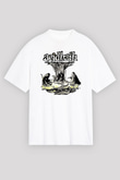 Acid Bath Baskılı Beyaz Unisex Oversize Tişört - Tshirt