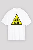 Acid Bath Baskılı Beyaz Unisex Oversize Tişört - Tshirt