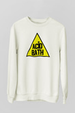 Acid Bath Baskılı Beyaz Unisex Sweatshirt