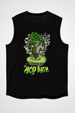 Acid Bath Baskılı Unisex Siyah Kolsuz Tişört - Tshirt