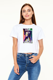 Ada Lovelace Baskılı Kadın Crop Top Beyaz Tişört