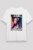 Ada Lovelace Baskılı Unisex Beyaz Tişört - Tshirt
