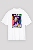 Ada Lovelace Baskılı Unisex Oversize Beyaz Tişört - Tshirt