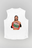 Adam Cole Baskılı Beyaz Unisex Kolsuz Tişört - Tshirt