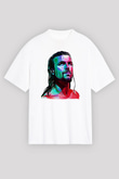 Adam Cole Baskılı Beyaz Unisex Oversize Tişört - Tshirt