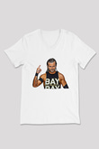 Adam Cole Baskılı Beyaz Unisex V Yaka Tişört - Tshirt
