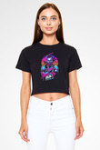 Adam Cole Baskılı Siyah Crop Top Kadın Tişört - Tshirt