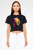 Adele Siyah  Crop Top Tişört