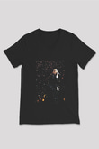 Adele Siyah Unisex V Yaka Tişört T-Shirt