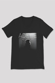 Adele Siyah Unisex V Yaka Tişört T-Shirt