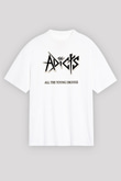 Adicts Baskılı Unisex Beyaz Oversize Tişört